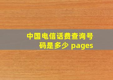 中国电信话费查询号码是多少 pages